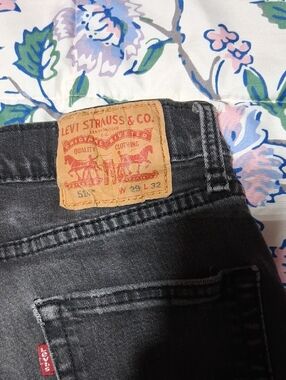 Levi's Black Faded Denim Jeans with Leather Patch